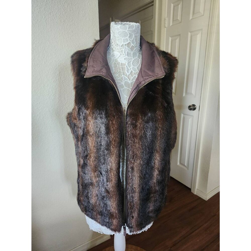 Old Navy Faux Fur Cotton Reversible Vest Y2K 70's Hippie Retro Gorpcore Size Xl